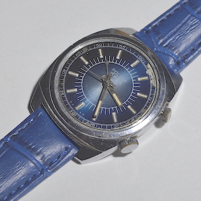 Фото часов Полет СССР 18 камней с будильником циферблат синие