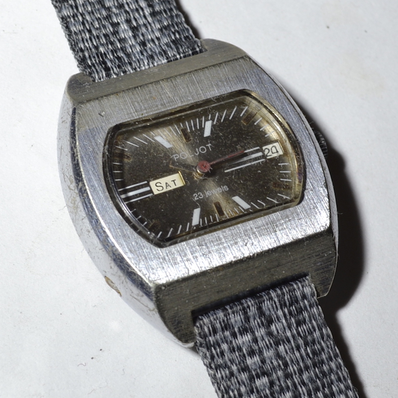 Фото часы Полет 23 камня СССР серый циферблат хром