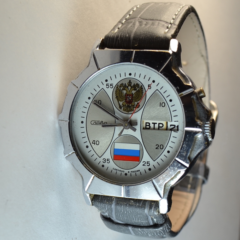 Фото часов Слава СССР 2428 автомат на 27ти камнях серебряный циферблат